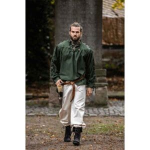 Adrian Medieval Lace-Up Shirt - Green