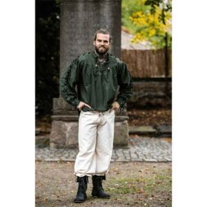 Adrian Medieval Lace-Up Shirt - Green