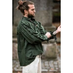 Adrian Medieval Lace-Up Shirt - Green