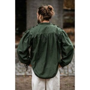 Adrian Medieval Lace-Up Shirt - Green