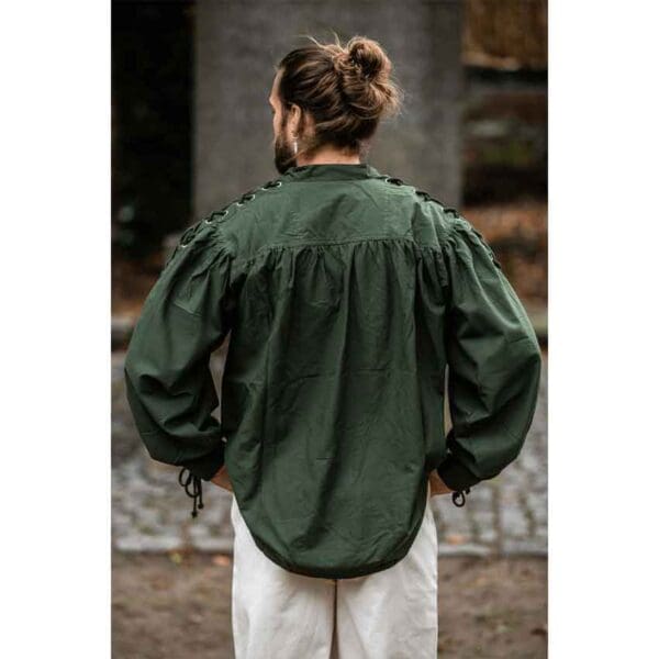 Adrian Medieval Lace-Up Shirt - Green