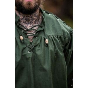 Adrian Medieval Lace-Up Shirt - Green