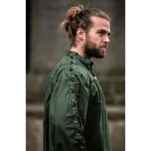 Adrian Medieval Lace-Up Shirt - Green