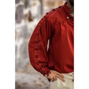 Adrian Medieval Lace-Up Shirt - Red