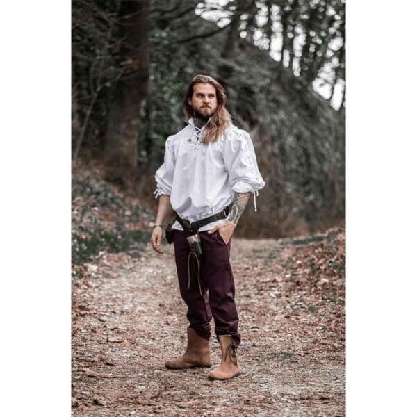 Adrian Medieval Lace-Up Shirt - White