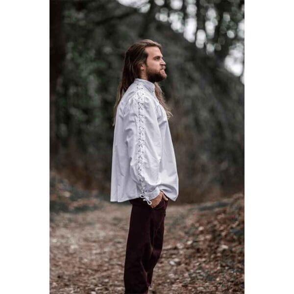 Adrian Medieval Lace-Up Shirt - White