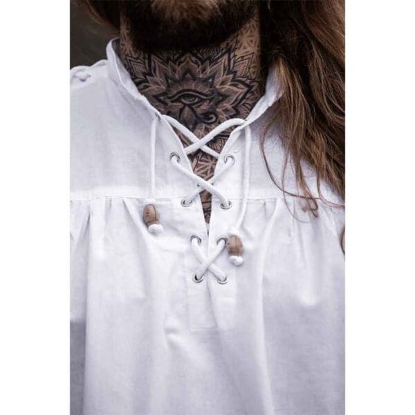 Adrian Medieval Lace-Up Shirt - White