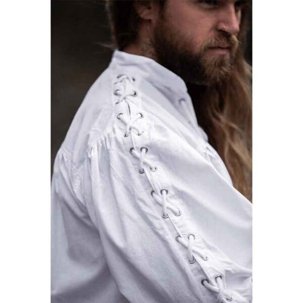 Adrian Medieval Lace-Up Shirt - White