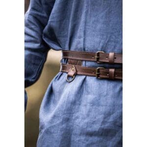 Ubbe Leather Viking Double Belt - Dark Brown