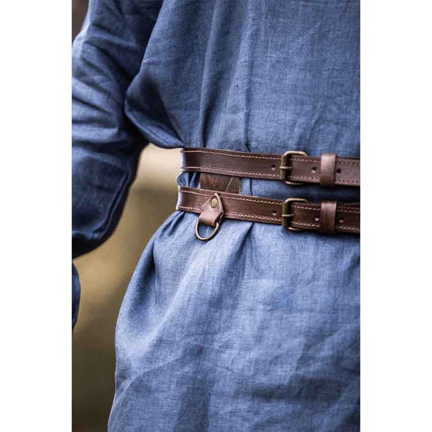 Ubbe Leather Viking Double Belt - Dark Brown