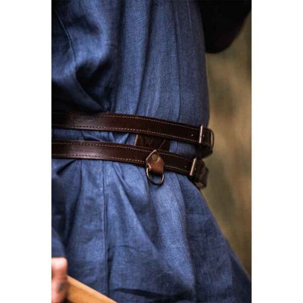 Ubbe Leather Viking Double Belt - Dark Brown