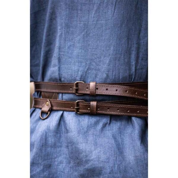 Ubbe Leather Viking Double Belt - Dark Brown