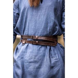 Ubbe Leather Viking Double Belt - Dark Brown