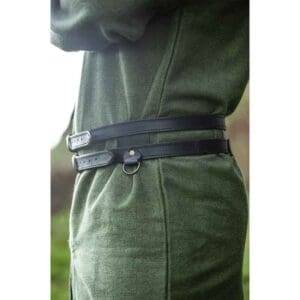Ubbe Leather Viking Double Belt - Black