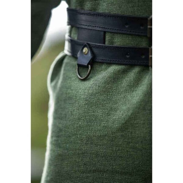 Ubbe Leather Viking Double Belt - Black
