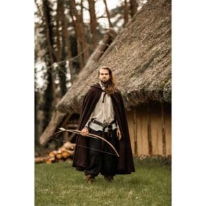 Hervir Wool Cloak with Liripipe Hood - Brown