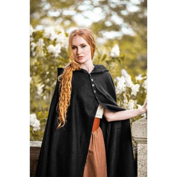 Lady Heidi Medieval Cloak - Black
