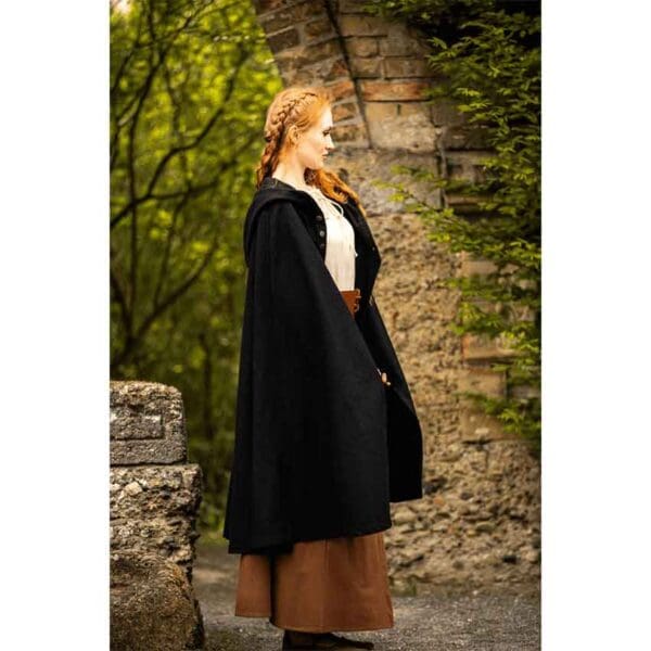 Lady Heidi Medieval Cloak - Black