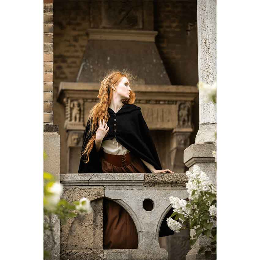 Lady Heidi Medieval Cloak - Black