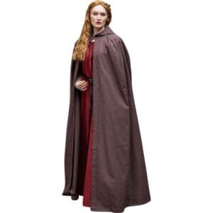 Erna Embroidered Medieval Cloak - Brown