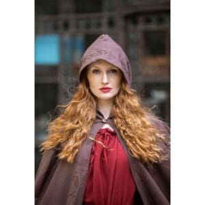 Erna Embroidered Medieval Cloak - Brown