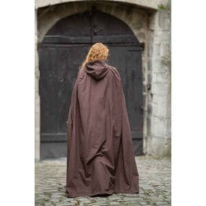 Erna Embroidered Medieval Cloak - Brown