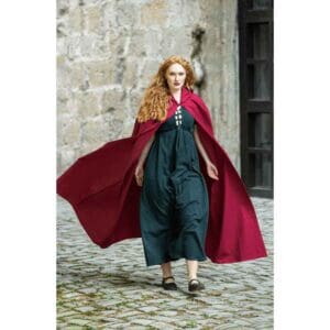 Erna Embroidered Medieval Cloak - Red