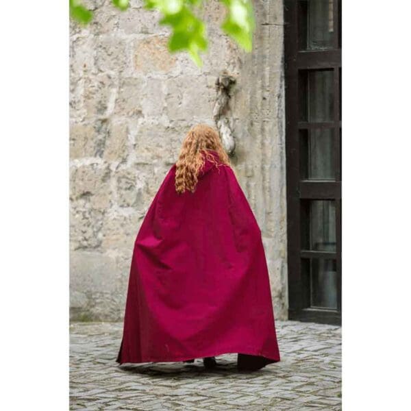 Erna Embroidered Medieval Cloak - Red