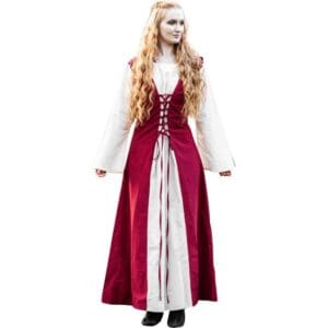 Genefe Medieval Dress - Red/Natural