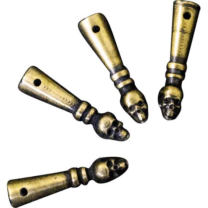 Skull Aiglet Brass Tips - Set of 4