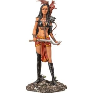 Adaeze and Red Dragon Statue