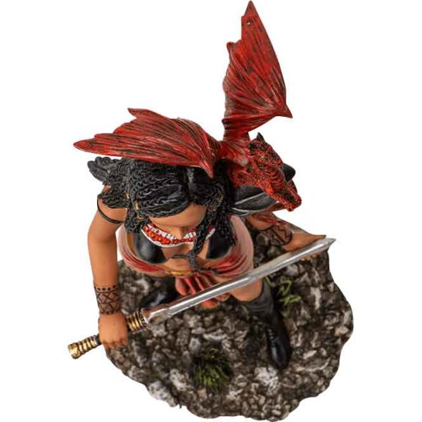 Adaeze and Red Dragon Statue