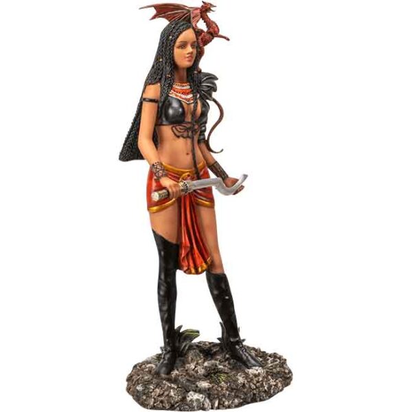 Adaeze and Red Dragon Statue