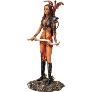 Adaeze and Red Dragon Statue
