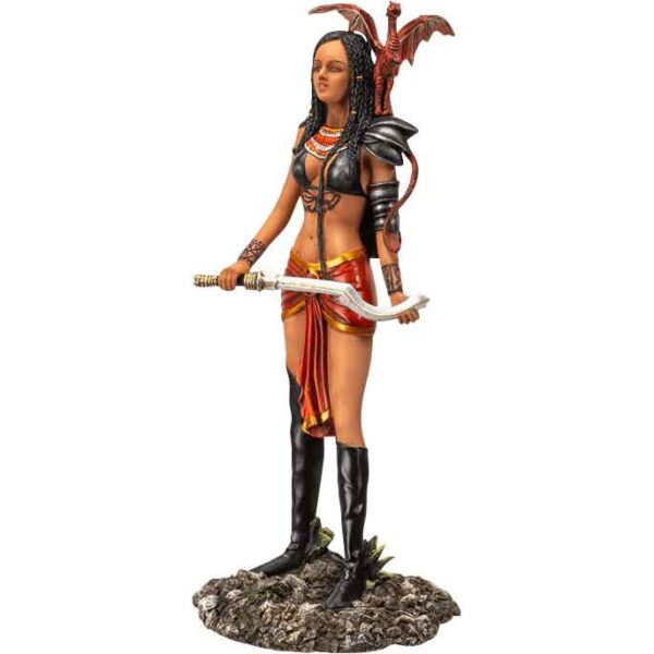 Adaeze and Red Dragon Statue