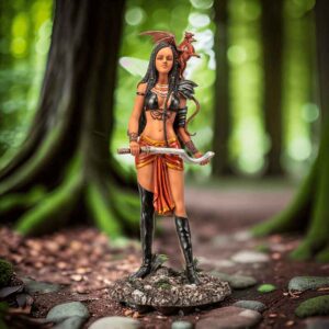 Adaeze and Red Dragon Statue
