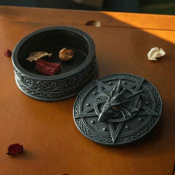 Round Pentagram Dragon Trinket Box