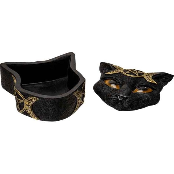 Lunar Pentagram Cat Trinket Box