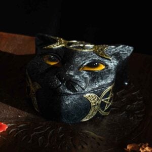 Lunar Pentagram Cat Trinket Box