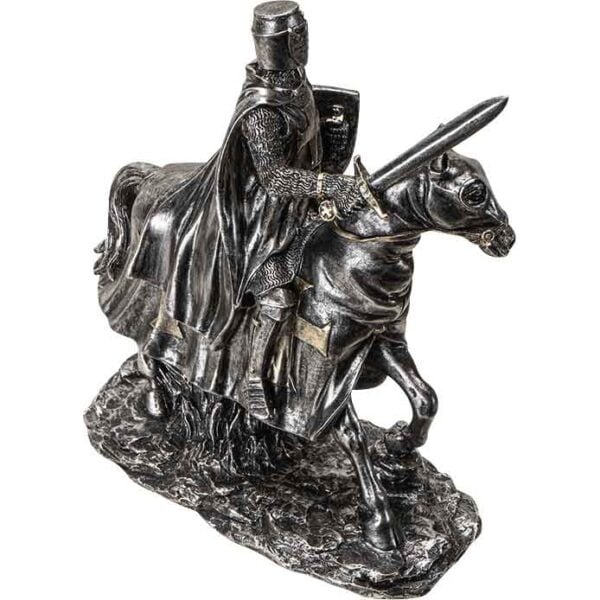 Medieval Mounted Templar Knight Statue
