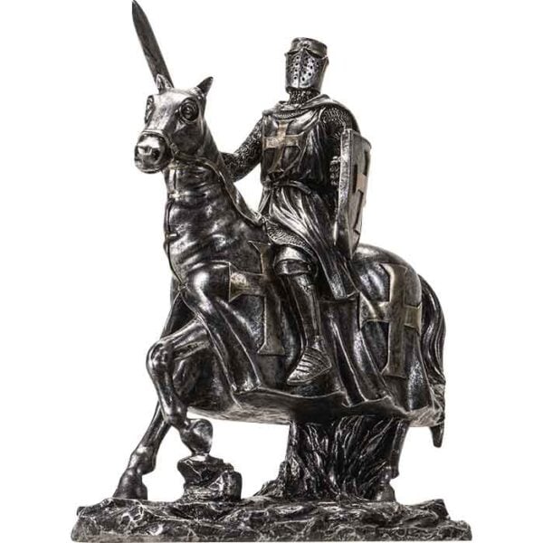 Medieval Mounted Templar Knight Statue