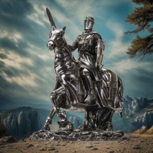 Medieval Mounted Templar Knight Statue