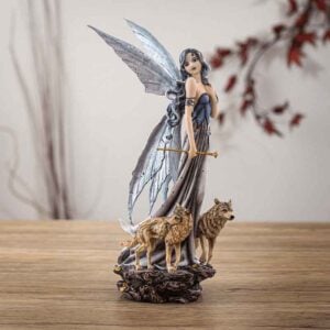 Fairy with Wolf Protectors Statue