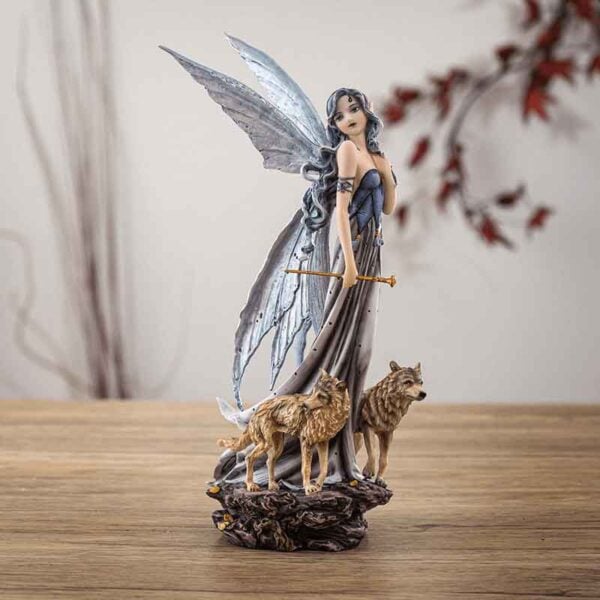 Fairy with Wolf Protectors Statue