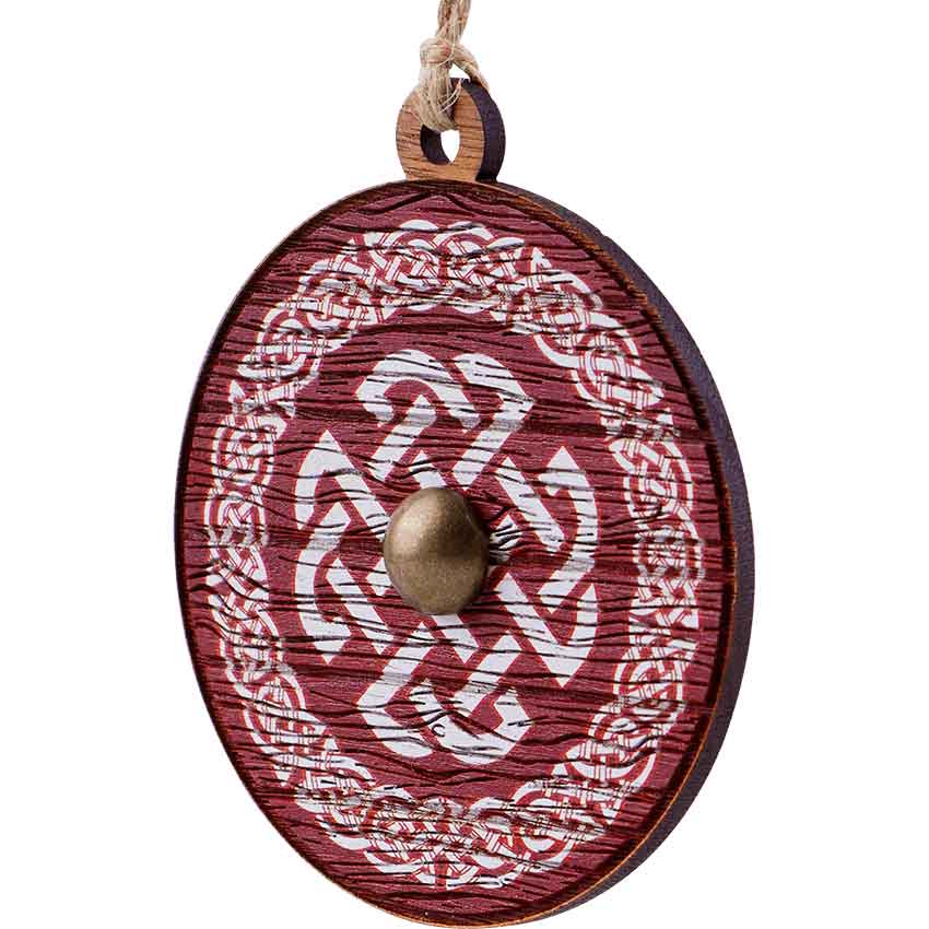 Red and White Celtic Shield Christmas Ornament