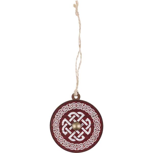 Red and White Celtic Shield Christmas Ornament