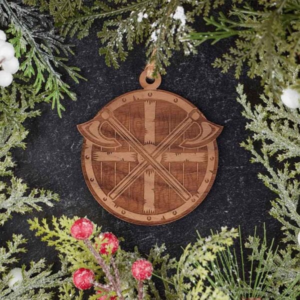 Viking Shield with Axes Christmas Ornament