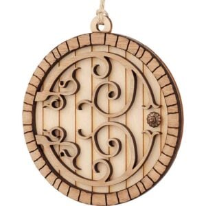 Aspen Hobbit Door Christmas Ornament with Walnut Trim