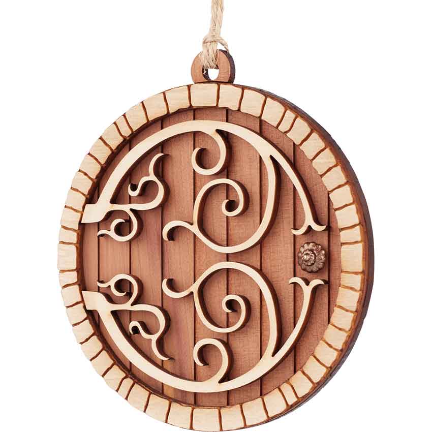 Red Cedar Hobbit Door Christmas Ornament with Aspen Trim