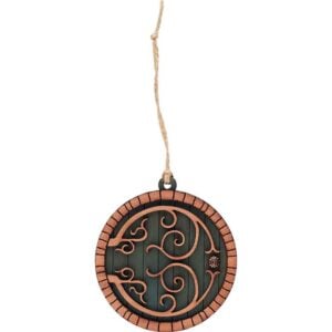 Green Hobbit Door Christmas Ornament with Red Cedar Trim